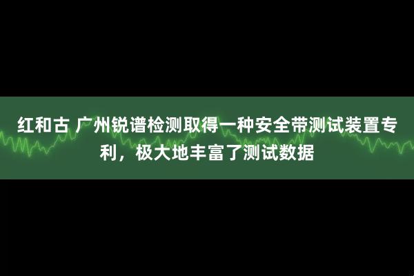 红和古 广州锐谱检测取得一种安全带测试装置专利，极大地丰富了测试数据
